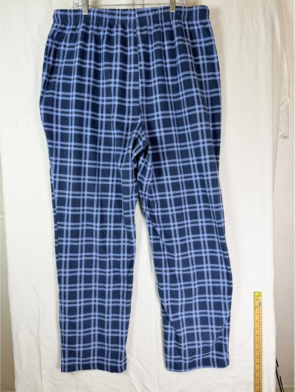 The Foundry Supply Co Mens Pajama Pants 2XLT Blue Plaid Fleece Sleep Bottoms
